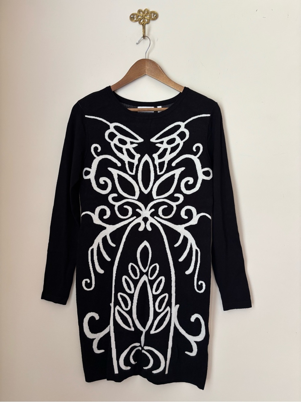 525 America Black & White Knit Sweater Dress Medium